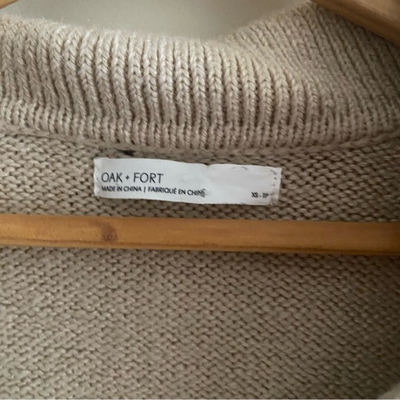 OAK + FORT Cable Knit Button Up Polo Cardigan Sweater - Picture 3 of 11